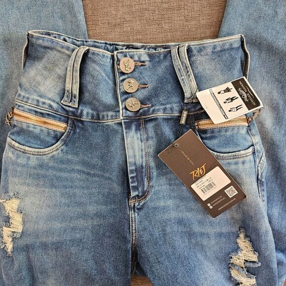 Colombian Brazilian butt insert pad jeans  stretch Denim high waist pant Size 12 - Picture 8 of 15